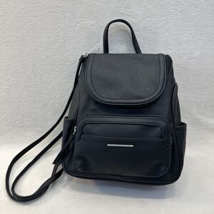 Convertible Crossbody Backpack Purse Black Vegan Faux Leather Backpack Bag CLEAN